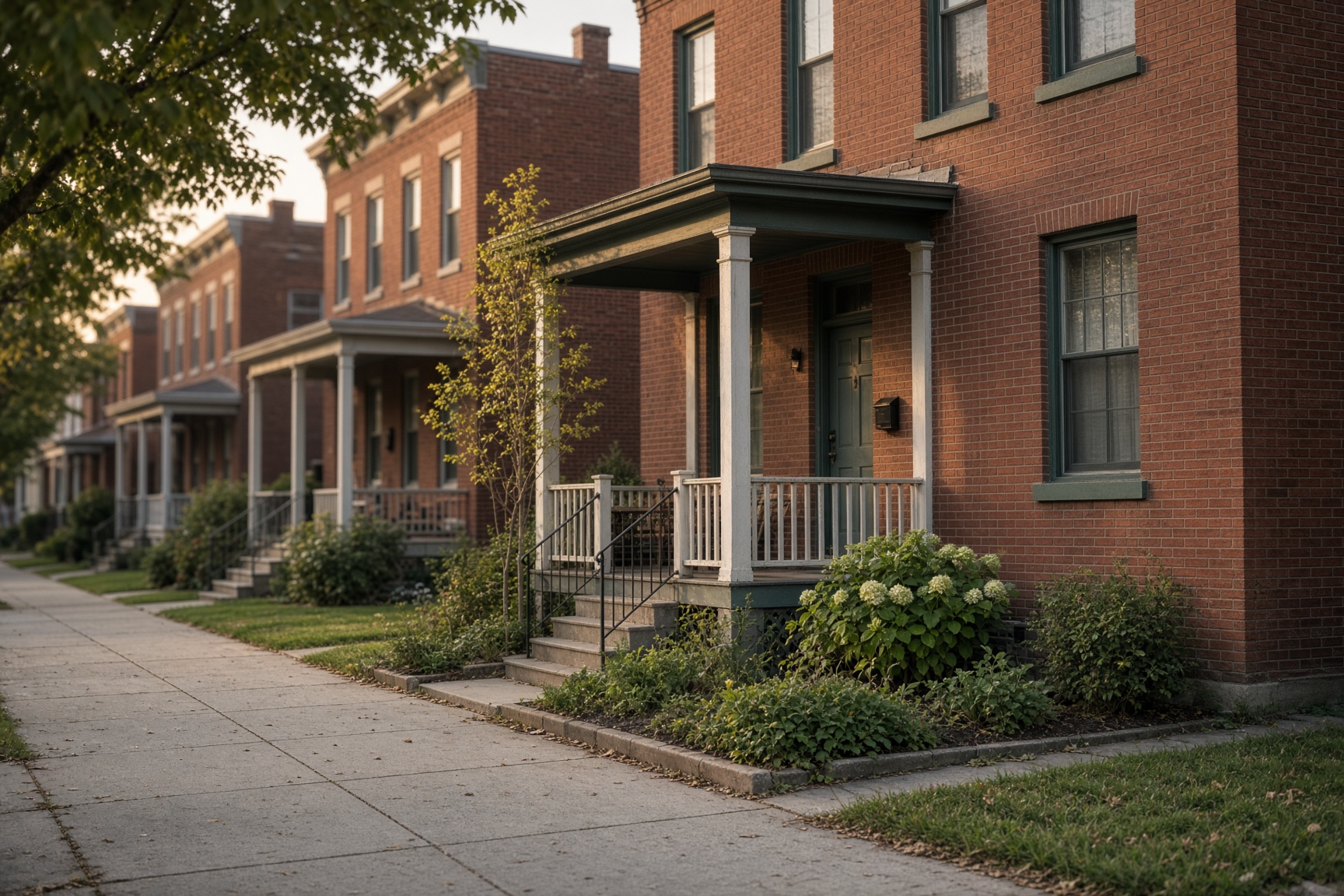 A well-kept street of managed homes